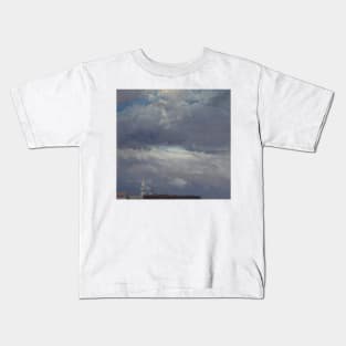 Stormclouds over the Castle Tower in Dresden by Johan Christian Dahl Kids T-Shirt